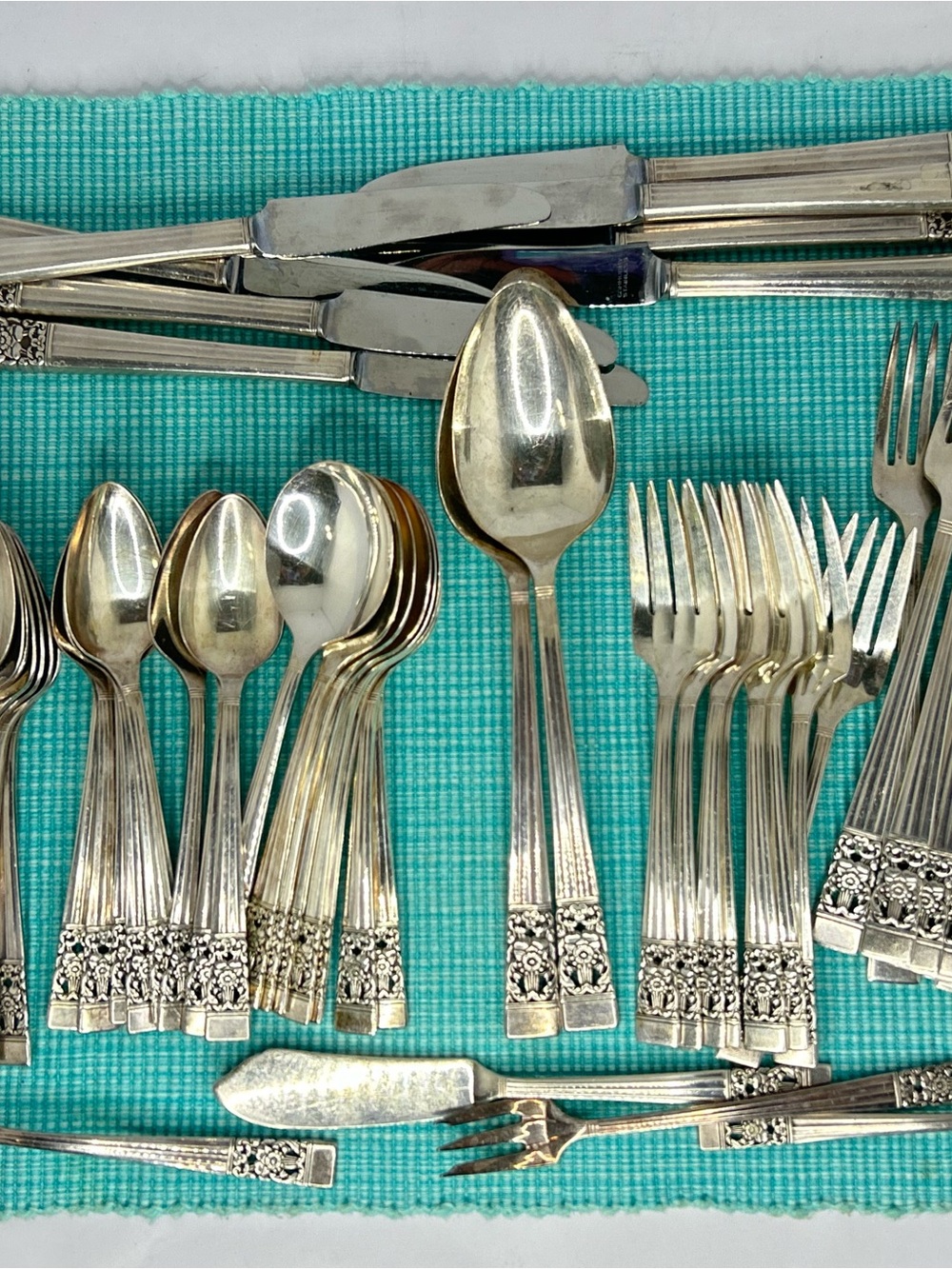 Vintage Oneida Community Plate Coronation Flatware 53pc ✨🍴USA Art Deco Floral